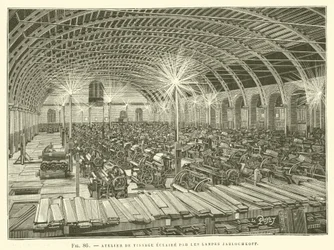 Weaving Workshop Lit by Jablochkoff Lamps